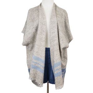 Loft Gray & Blue Stripe Open Front Shawl Size S/XS